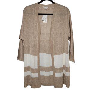 Cato Shimmer Cardigan Open Front 3/4 Sleeve Knit XL Coastal Grandma Boho NWT